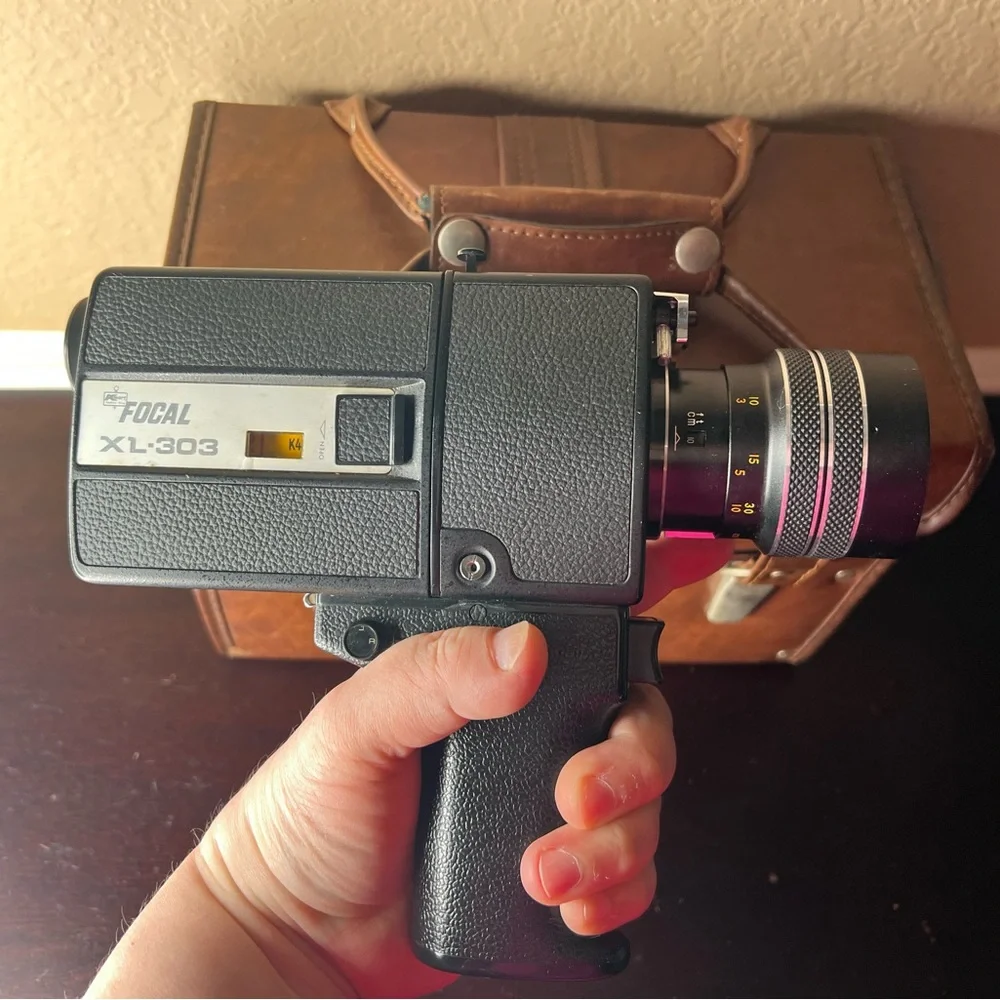 Vintage Focal XL-303 Super 8 Movie Camera with Case | Mid-Century Film Decor